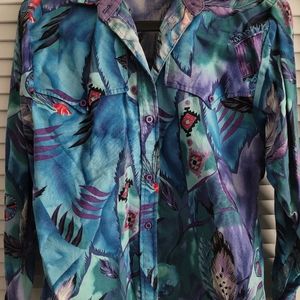 Tropical Blue Hawaiian Button Up Shirt